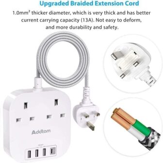 Extension Lead, Power Strips with 2 Way Outlets 4 ... - Image 5