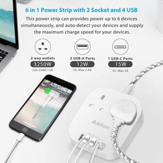 Extension Lead, Power Strips with 2 Way Outlets 4 ... - Image 3