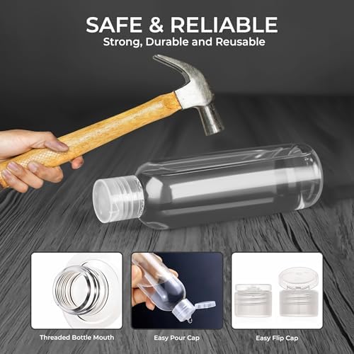 Palm Safe 4 pcs 100ml/3.5 OZ Clear Plastic Travel ... - Image 6