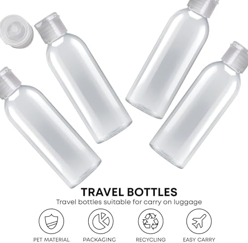 Palm Safe 4 pcs 100ml/3.5 OZ Clear Plastic Travel ... - Image 8