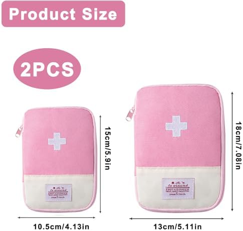 YqsIbth Travel Mini First Aid Pouch, 2 Pack Medici... - Image 3