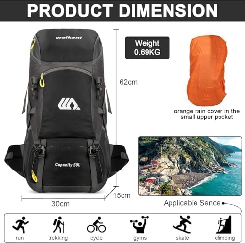 jianyana Hiking Backpack Waterproof 50L Foldable R... - Image 3