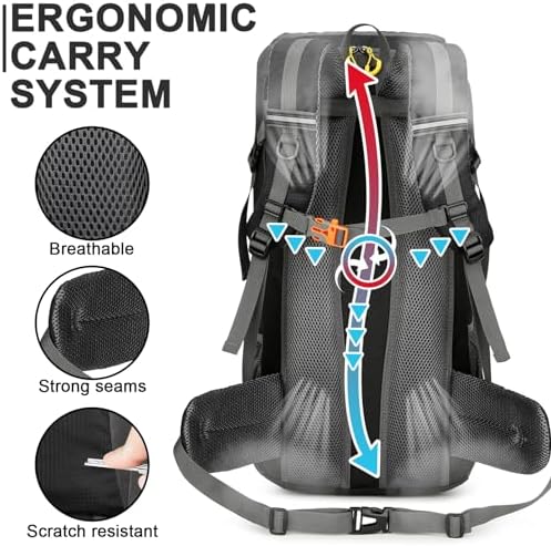 jianyana Hiking Backpack Waterproof 50L Foldable R... - Image 7