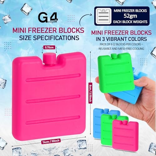 G4GADGET 8cm Freezer Blocks Pack of 6 | Reusable I... - Image 5