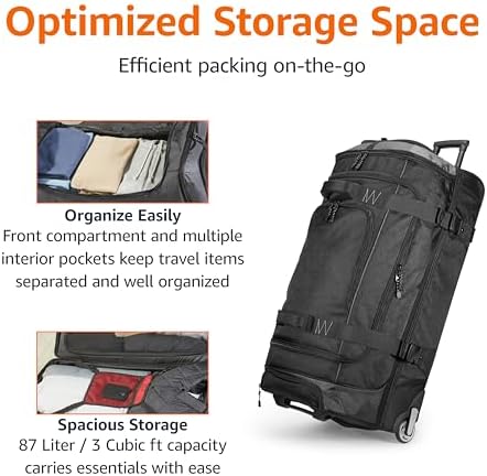 Amazon Basics Rolling Travel Duffel Bag, 87L, Ligh... - Image 4